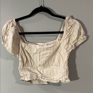 La Hearts Beige Puff Sleeve Blouse